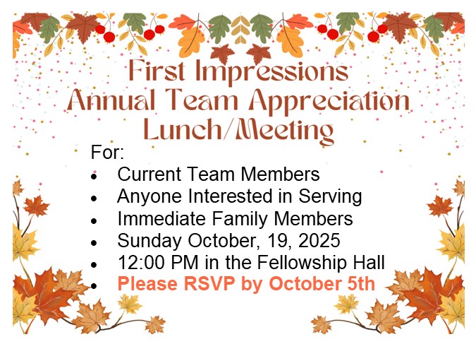 1st Impressions Annual Appreciation Lunch/Meeting