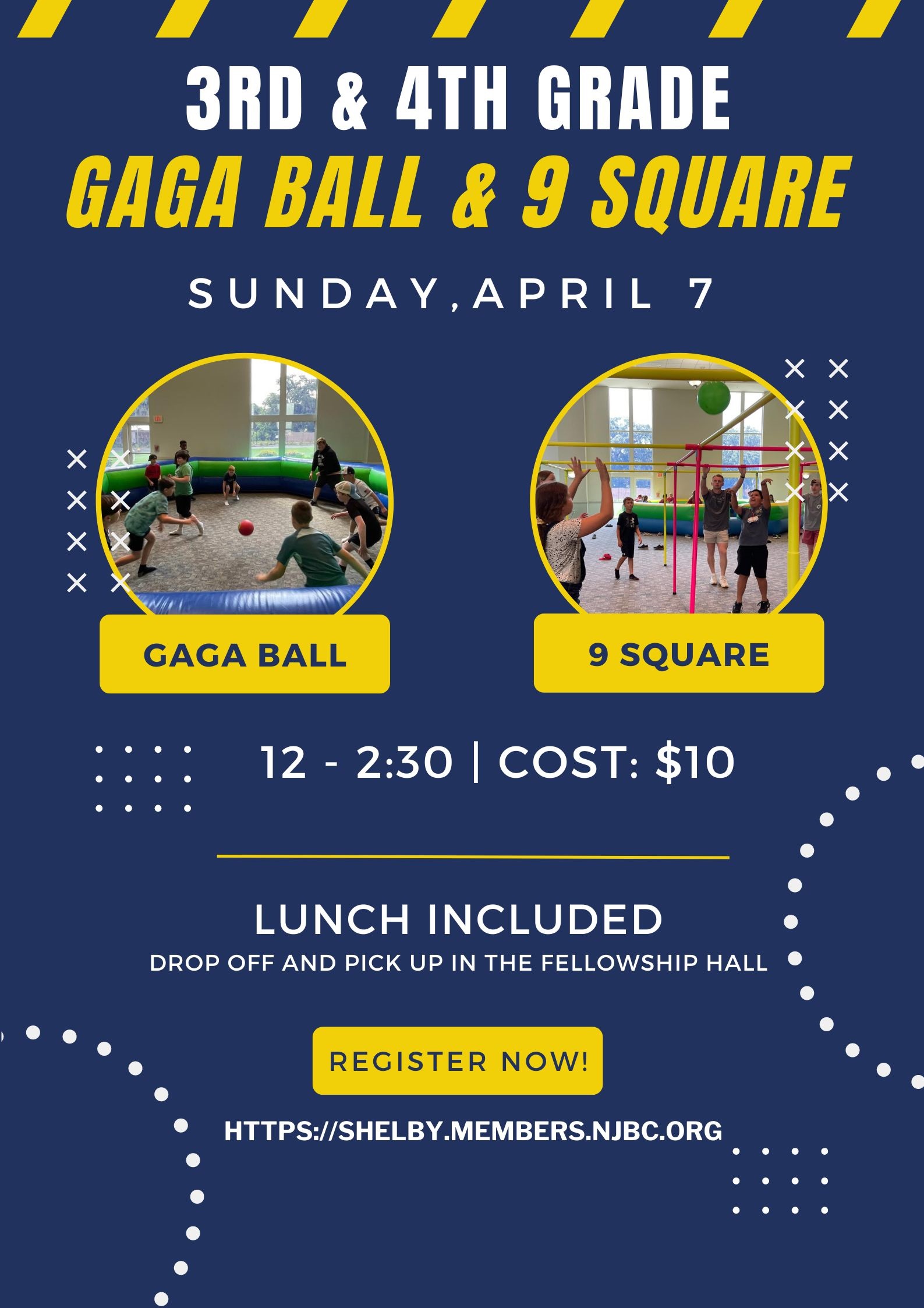 3rd and 4th Grade Gaga Ball 9 Square and Lunch April 7